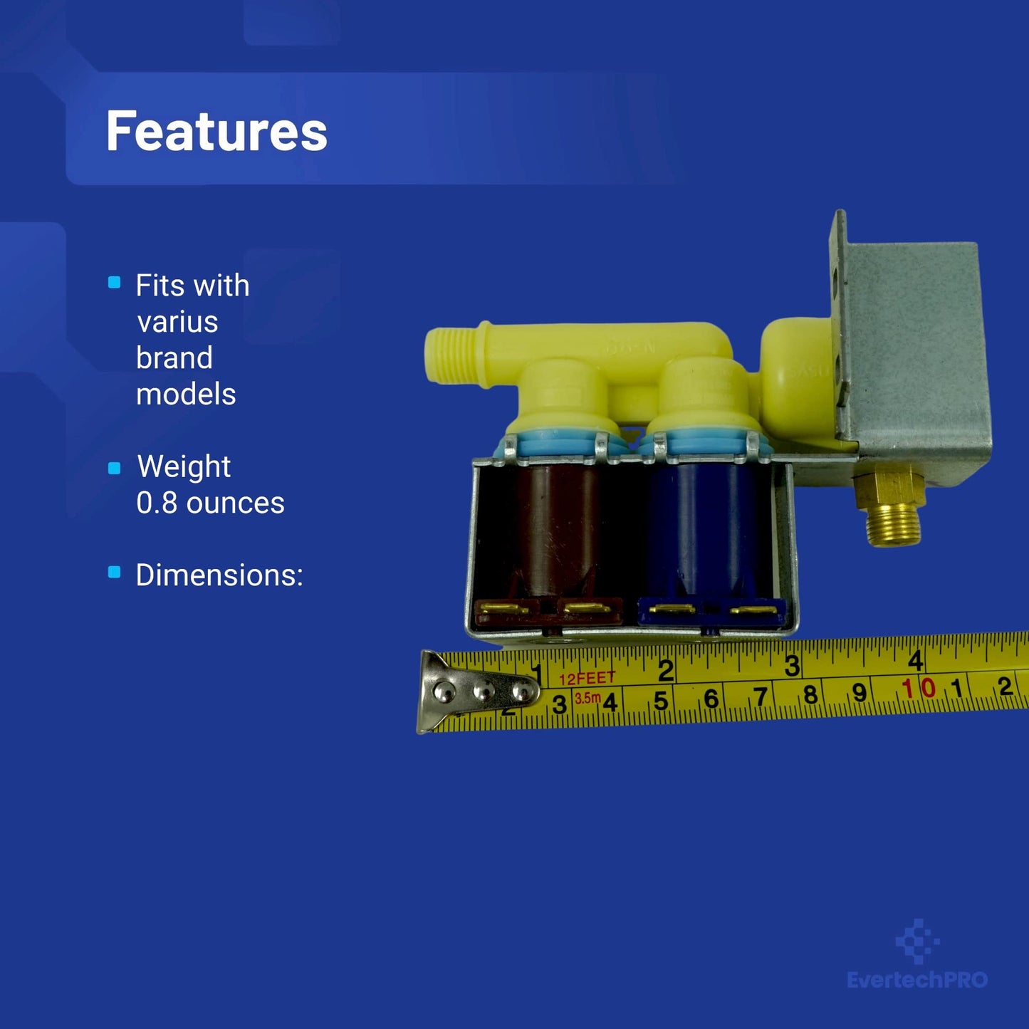 EvertechPRO 12544002 Refrigerator Water Valve for 12544002 8171096 Original Version