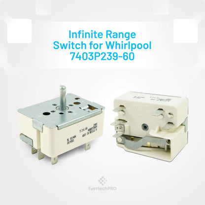 EvertechPRO Range Infinite Switch Control Replacement for Whirlpool 7403P238-60 7403P238-60 705120 7403P262-60 7403P373-60