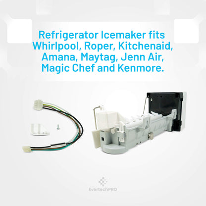 EvertechPRO 1110702A Ice Maker Replacement for Whirlpool Refrigerator D7824706Q D7567105 D7567105A