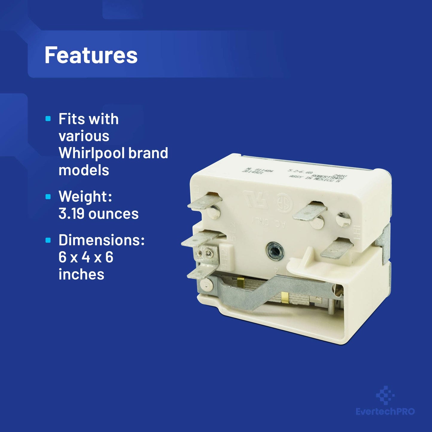 EvertechPRO Range Infinite Switch Control Replacement for Whirlpool 7403P238-60 7403P238-60 705120 7403P262-60 7403P373-60