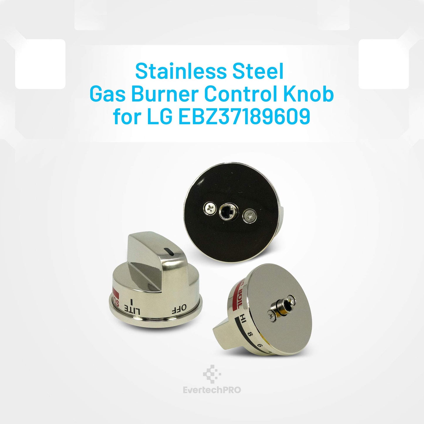 EvertechPRO EBZ37189609 Top Burner Control Knob Replacement for LG Range 1463914 AH3534128 EA3534128 EBZ37189602