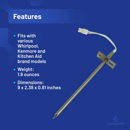 EvertechPRO W10181986 Oven Sensor Assembly Replacement for Whirlpool Range 8273902 1394200 AH1964674 EA1964674