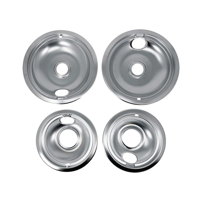 EvertechPRO 4 Pack Range Stove Top Drip Pans 2pc 6 Inch And 2pc 8 Inch Replacement for Whirlpool W10196405 W10196406 308649K 0042142 0042169 0064676