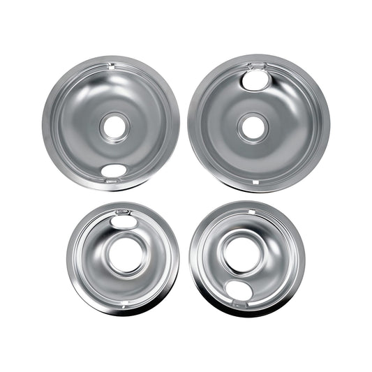 EvertechPRO 4 Pack Range Stove Top Drip Pans 2pc 6 Inch And 2pc 8 Inch Replacement for Whirlpool W10196405 W10196406 308649K 0042142 0042169 0064676