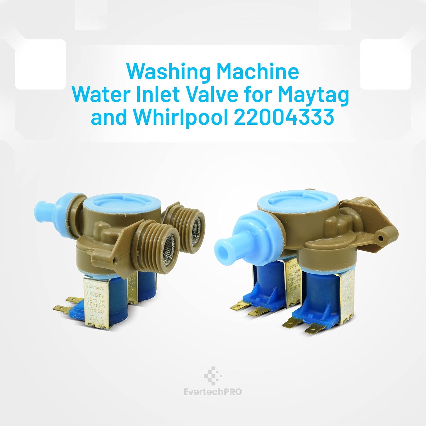 EvertechPRO 22004333 Water Valve 60/40 Replacement for Whirlpool Washer 22004333 1057502 22004191 AH2021768