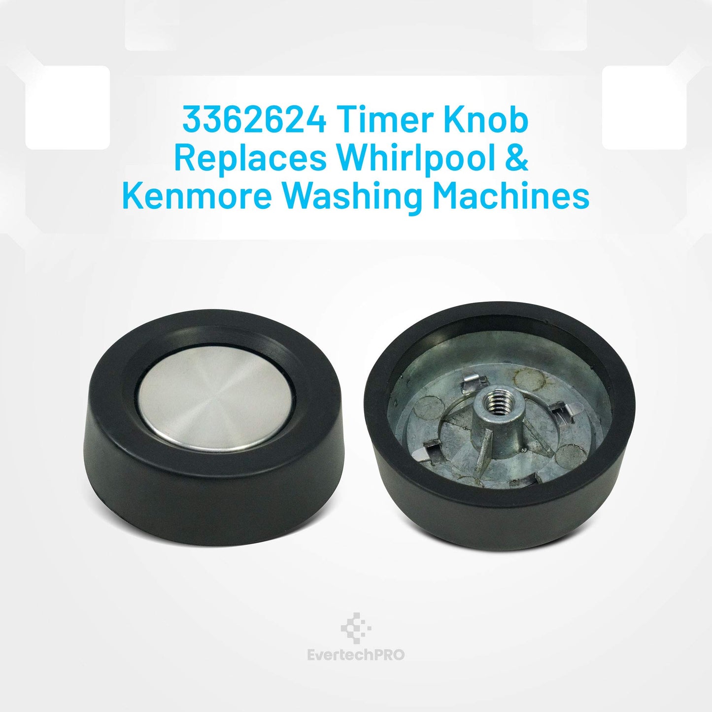 EvertechPRO 3362624 Washer Timer Knob Pack of 2 Replacement for Whirlpool Washer 2947 3350971 3350972 3353309
