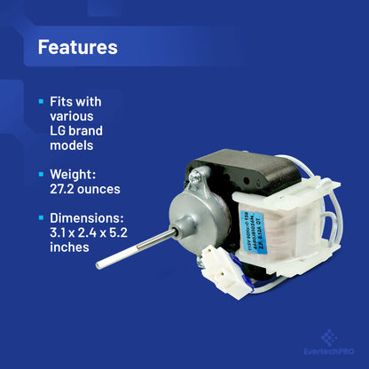 EvertechPRO Refrigerator Motor(Mech) Cooling Replacement for LG 4680JB1026H 1330001 AH3523107 EA3523107 PS3523107