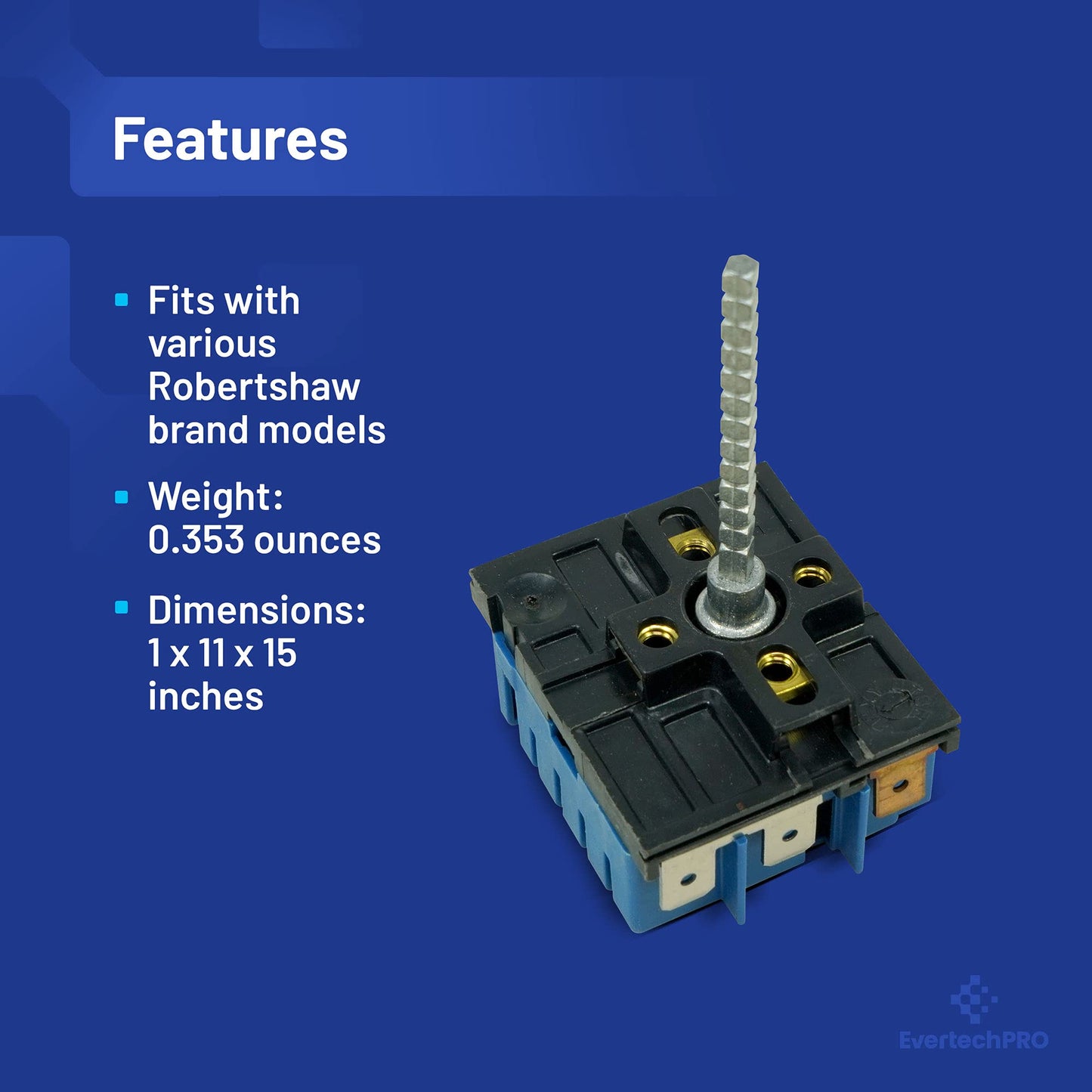 EvertechPRO 8203536 Infinite Switch Replacement for Whirlpool Range 903057-9010 535944 G50013539 G50013540 8203534 PJ030008 PJ030017