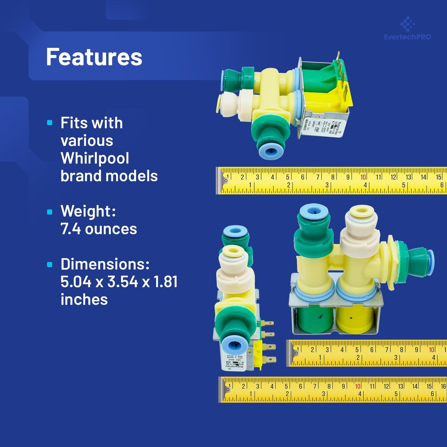 EvertechPRO W10279866 Refrigerator Valve Inlt Replacement for Whirlpool