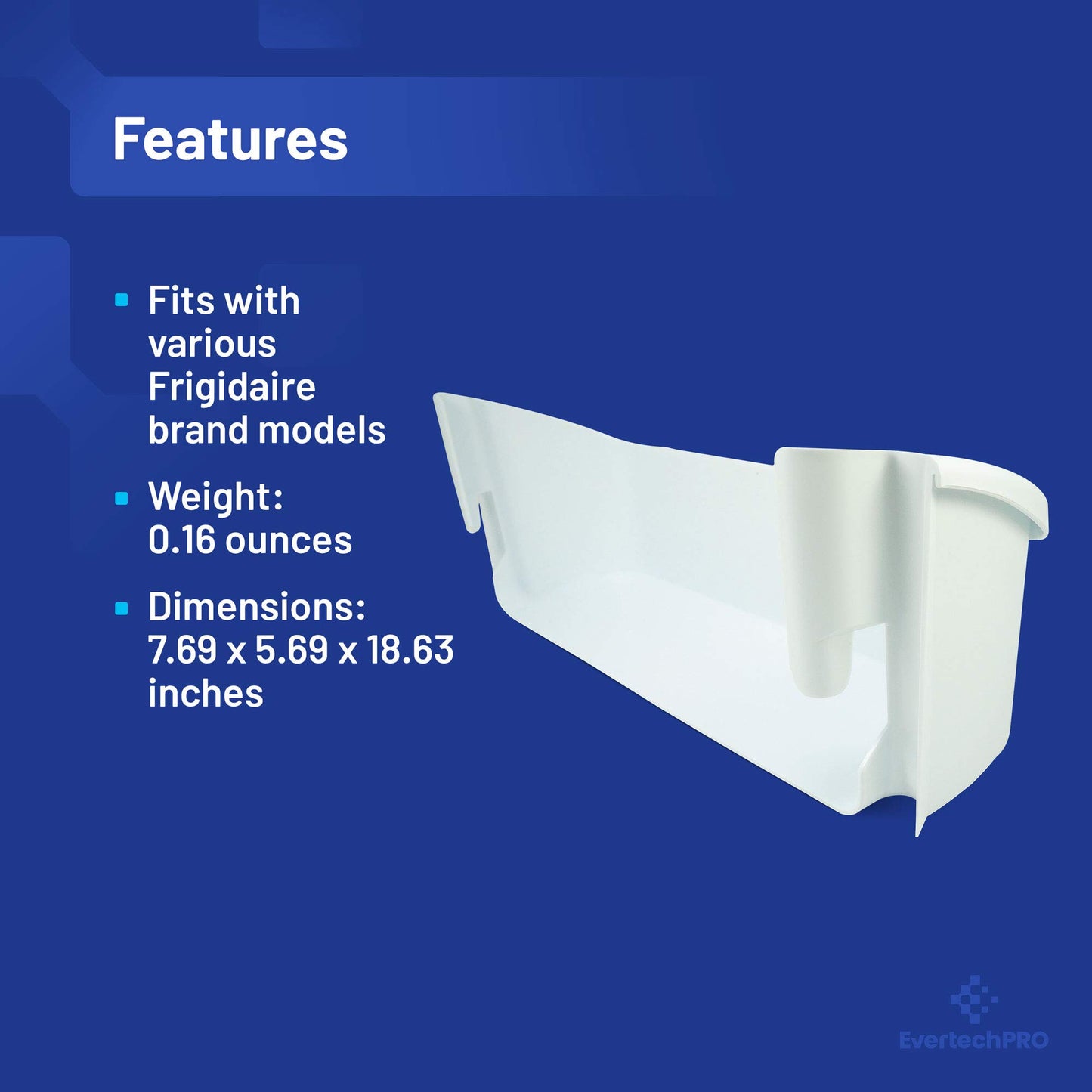 EvertechPRO 240323001 Door Bin Pack of 2 Replacement for Frigidaire Refrigerator 240323007 890954 AH429724 EA429724