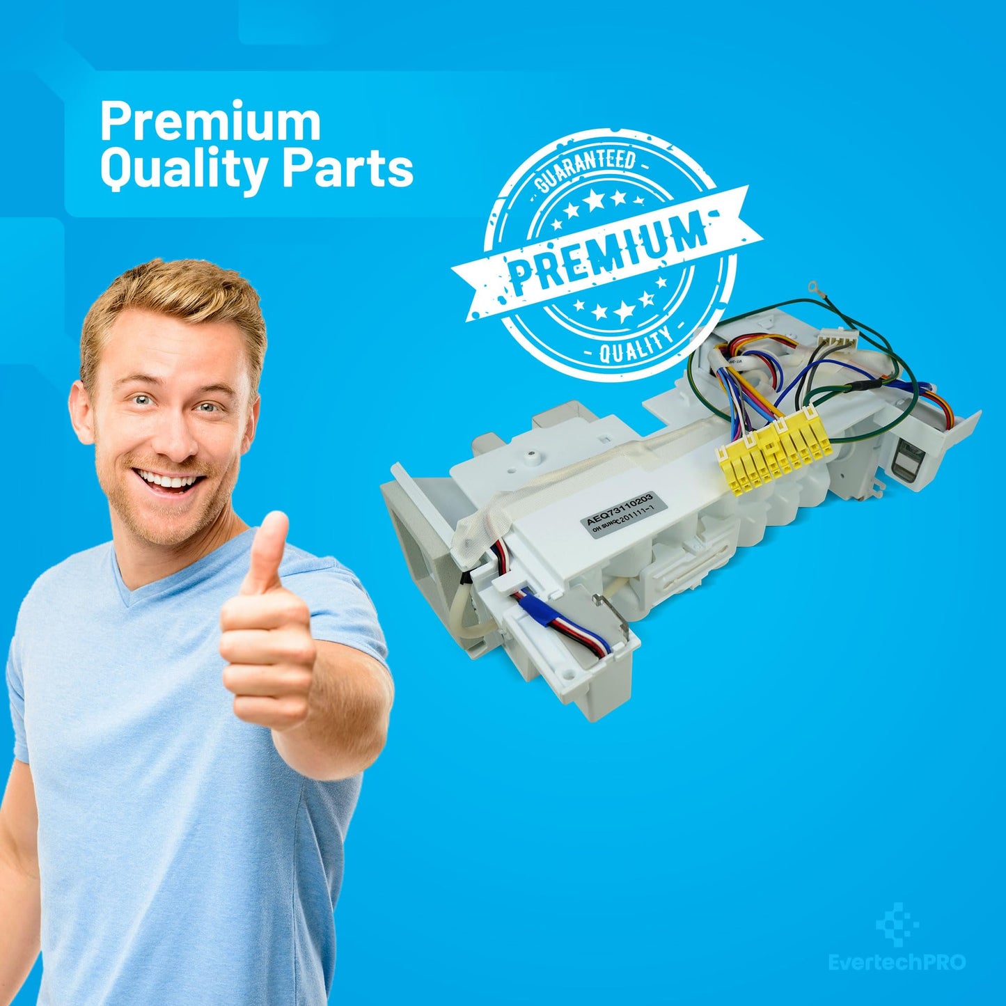 EvertechPRO AEQ73110203 Ice Maker Kit for LG Refrigerator, Durable and High-Quality Ice Maker Assembly fits LG Ice Maker Replacement Parts AEQ73110209 2657857 PS7788172