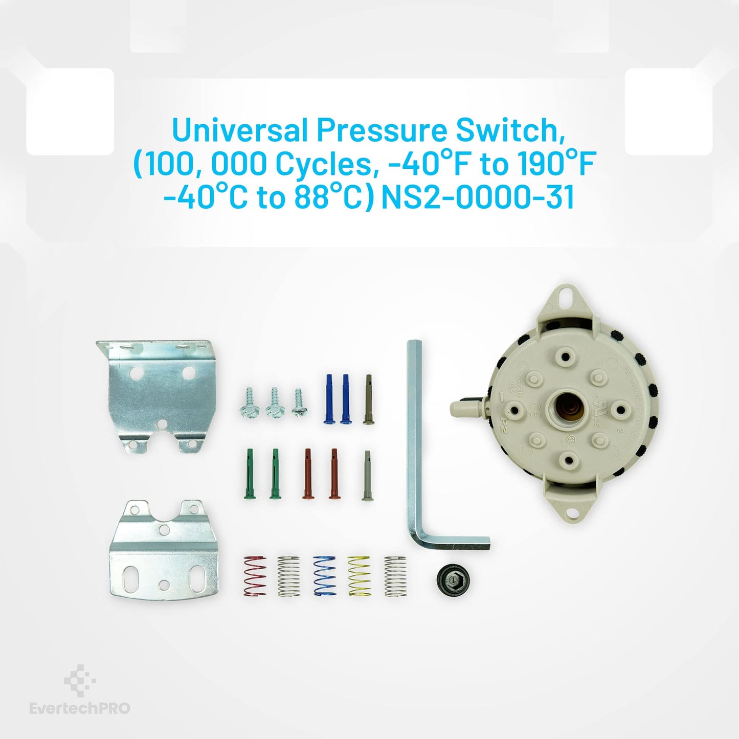 EvertechPRO NS2000031 Universal Pressure Switch -40°F to 190°F (-40°C to 88°C) 100,000 Cycles
