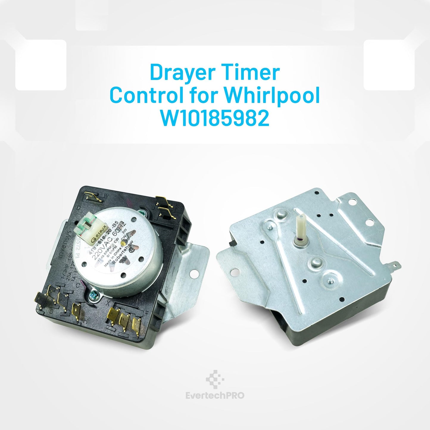 EvertechPRO W10185982 Dryer Timer for Whirlpool Dryer Timer Replacement, Fits Maytag Dryer Timer and Fits Amana Dryer Timer, and Most Top Brand Dryers WPW10185982 AH2352169 EA2352169 PS2352169