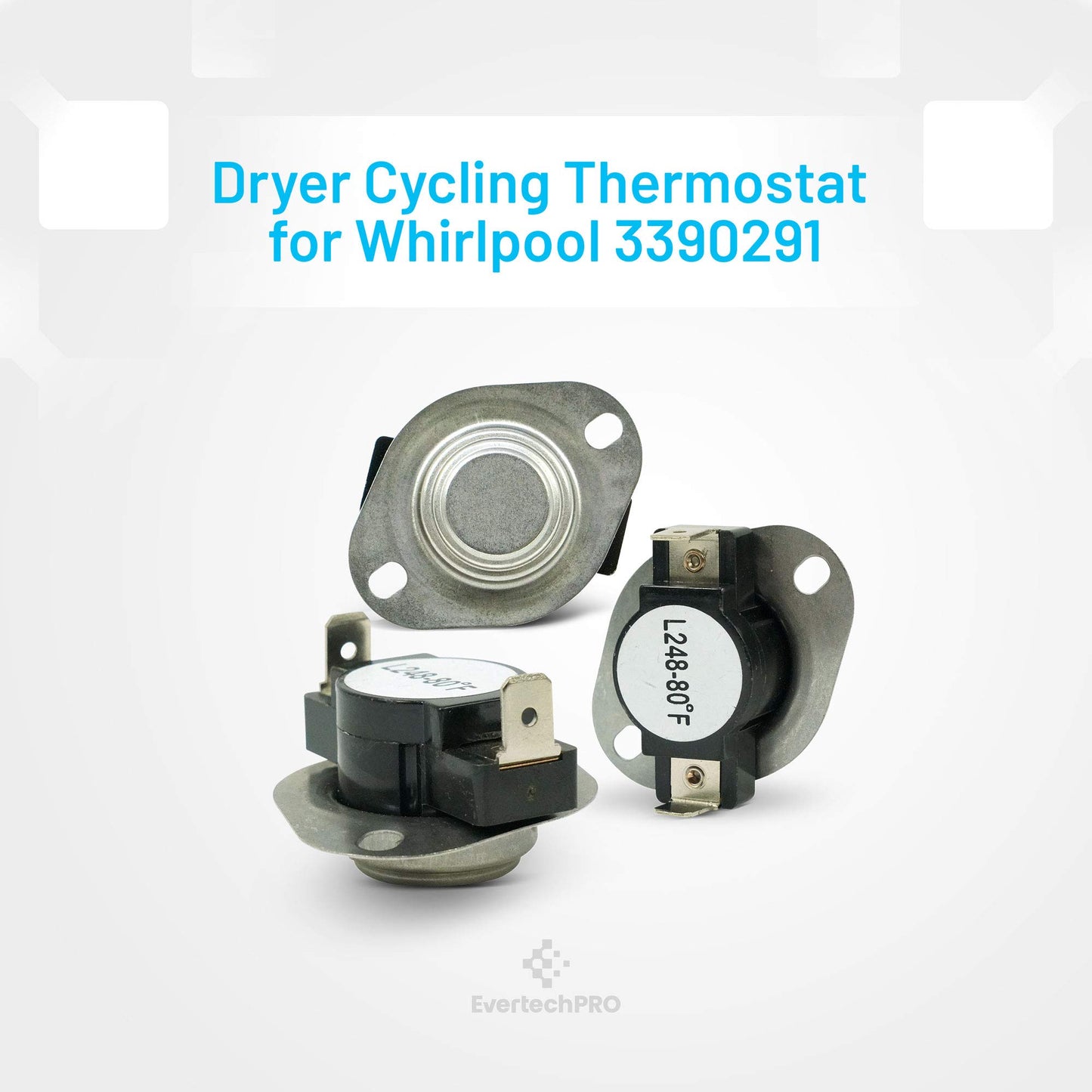 EvertechPRO 3390291 Hi Limit Thermostat Pack of 3 Replacement for Whirlpool Dryer 2924 696397 AH344915 EA344915
