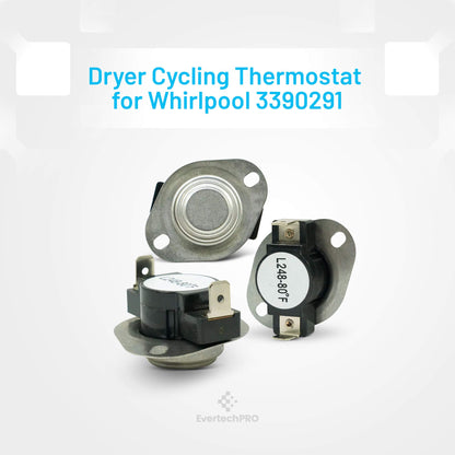 EvertechPRO 3390291 Hi Limit Thermostat Pack of 2 Replacement for Whirlpool Dryer 2924 696397 AH344915 EA344915