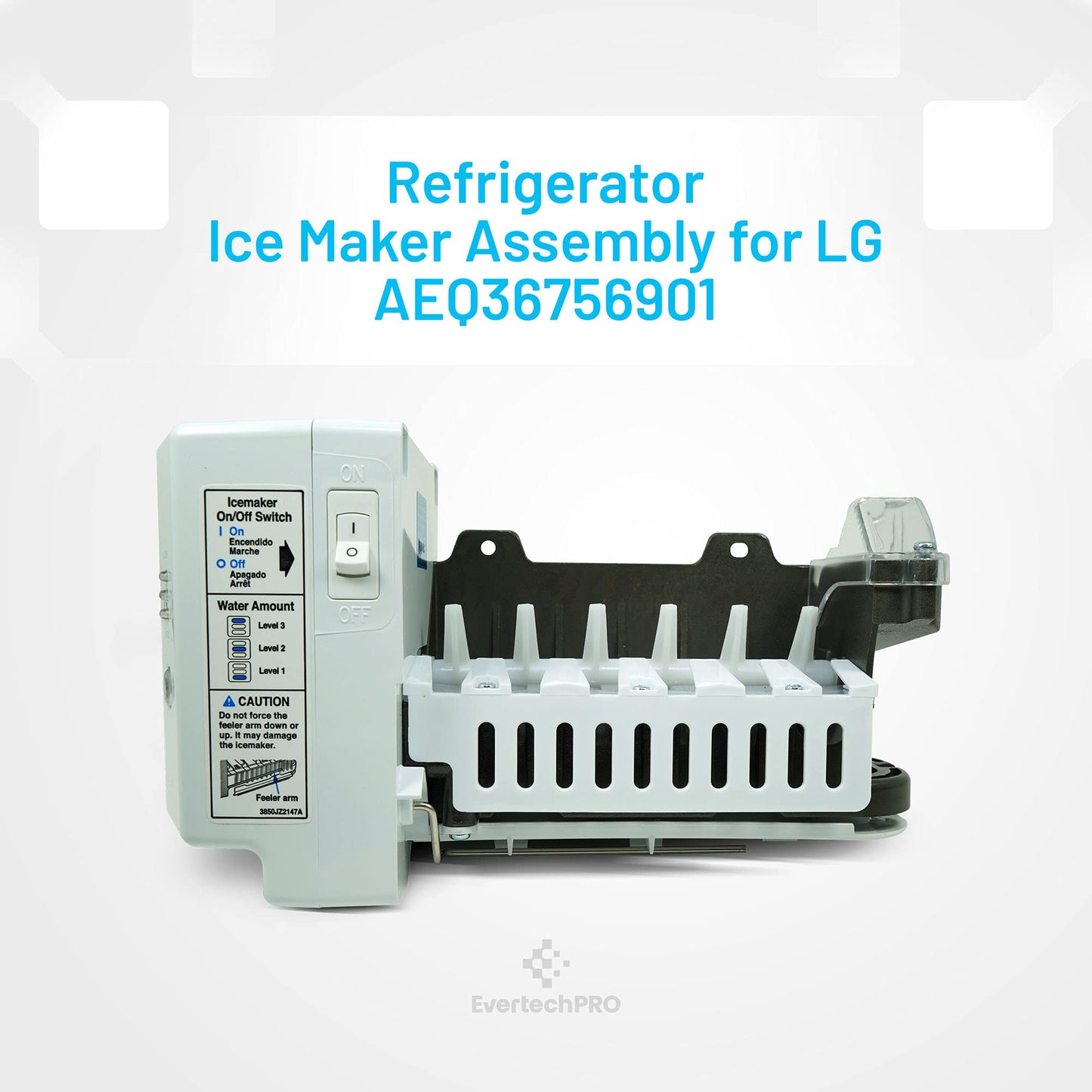 EvertechPRO AEQ36756901 Ice Maker Assembly Replacement for LG Kenmore Refrigerator 1396369 5989JB0001A AH3532293 EA3532293