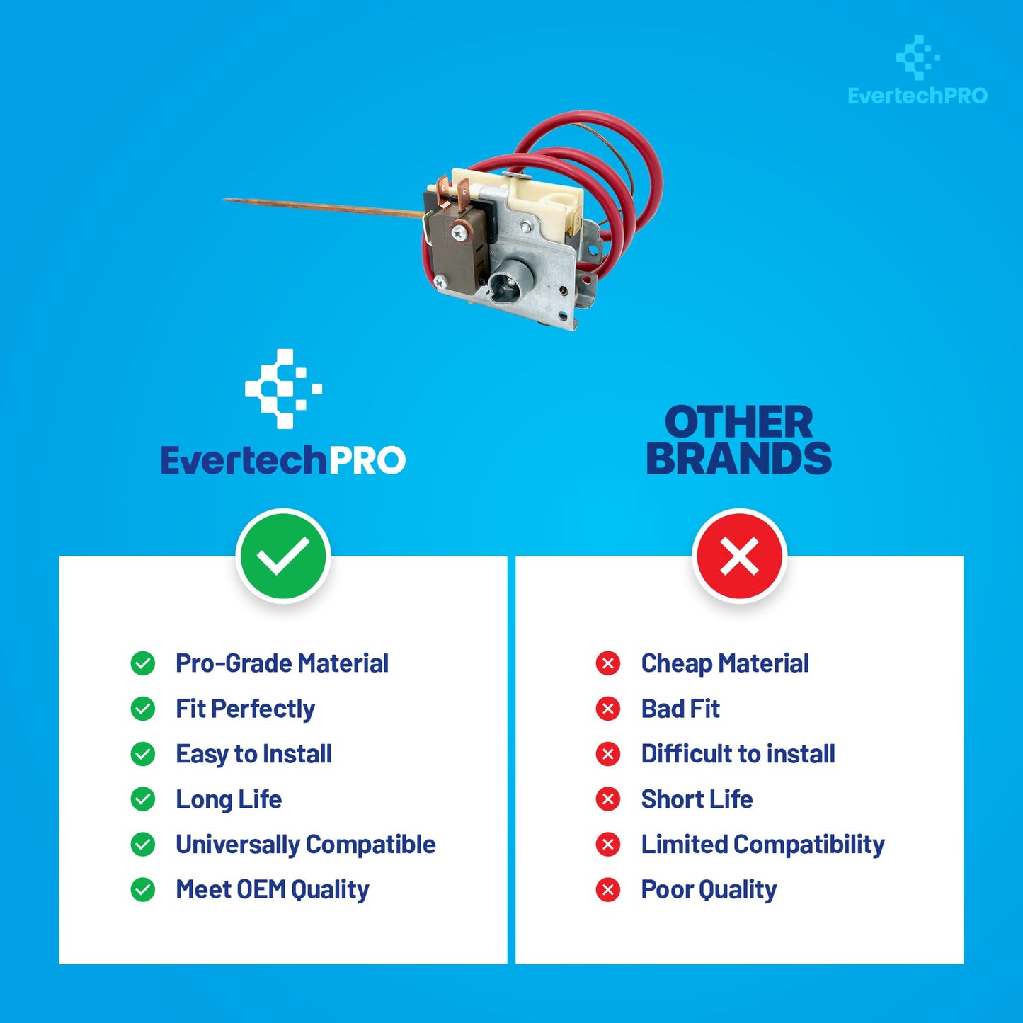 EvertechPRO WB20K5027 Range Oven Thermostat Replacement for GE