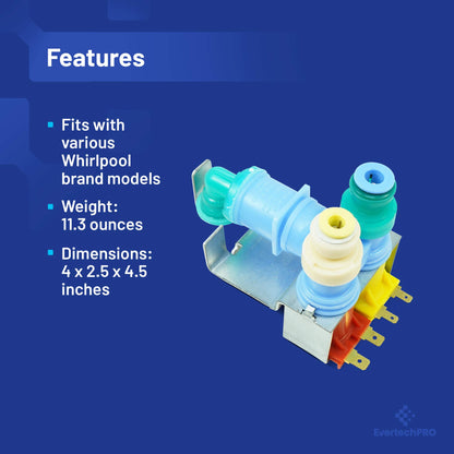 EvertechPRO Appliance Valve Replacement for Whirlpool W10420083 2118775 AH3503218 EA3503218 PS3503218