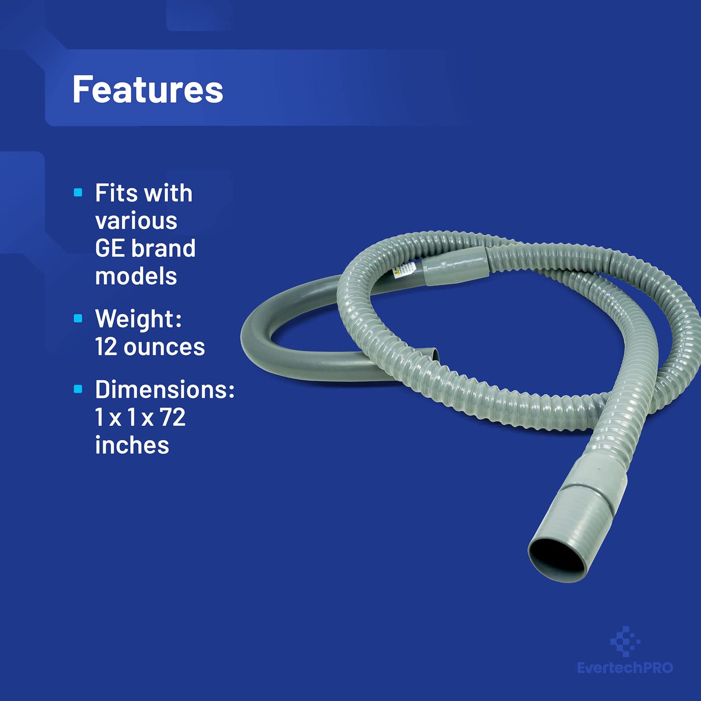 EvertechPRO SSD6GE Drain Hose Replacement for Universal Washer