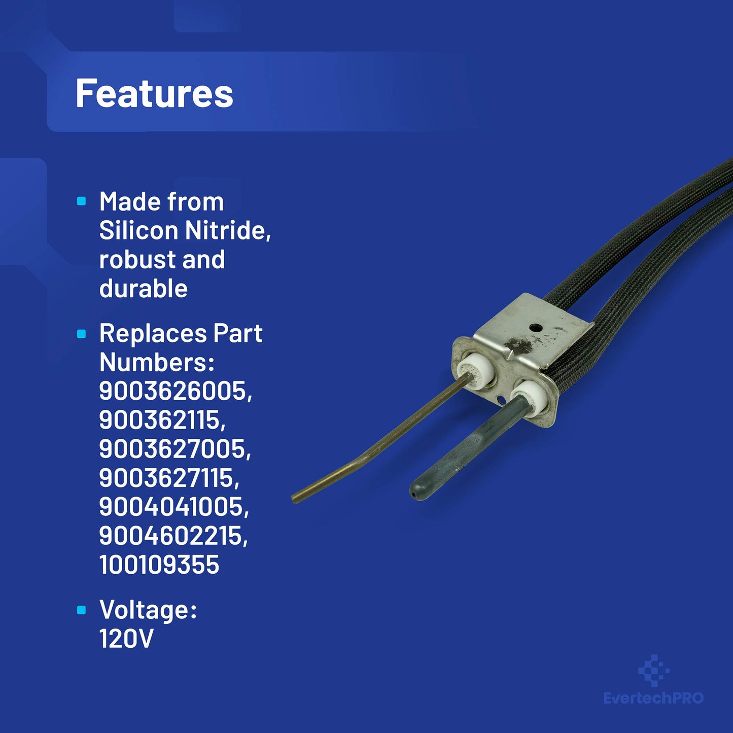 EvertechPRO 9003626005 Igniter Replacement for Universal HVAC 9004602215 9004041005 9003627115 9003627005