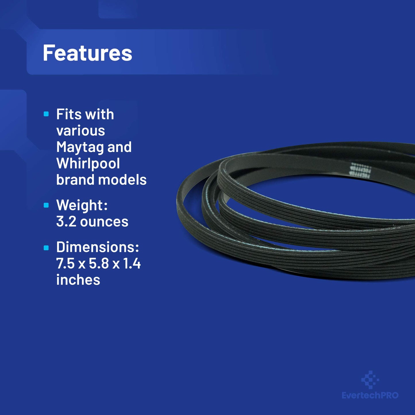 EvertechPRO 40111201 Dryer Belt Replacement for Admiral Dryer 40111201 14218936 40051501 40051502