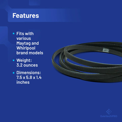 EvertechPRO 40111201 Dryer Belt Replacement for Admiral Dryer 40111201 14218936 40051501 40051502