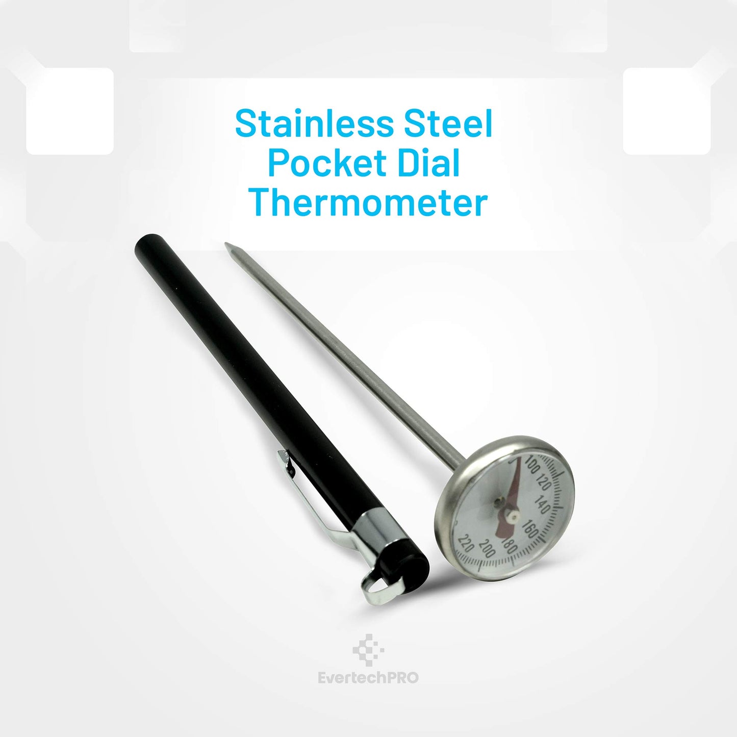 EvertechPRO ST02 Pocket Dial Thermometer Replacement for Universal HVAC