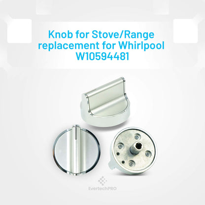 EvertechPRO W10594481 Knob Pack of 5 Replacement for Whirlpool Range W10594481