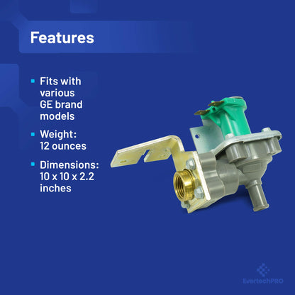EvertechPRO Dishwasher Water Inlet Valve Replacement for GE WD15X93 3310 AH259411 DW421 DW57