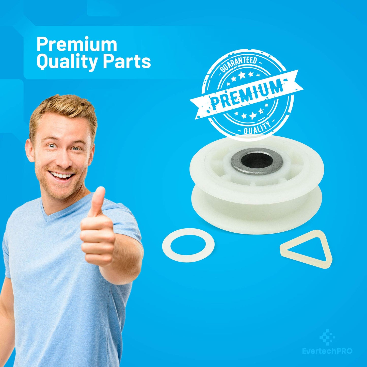 EvertechPRO 279640 Idler Pulley Pack of 2 Replacement for Whirlpool Dryer 2958 3388672 697692 AH334244