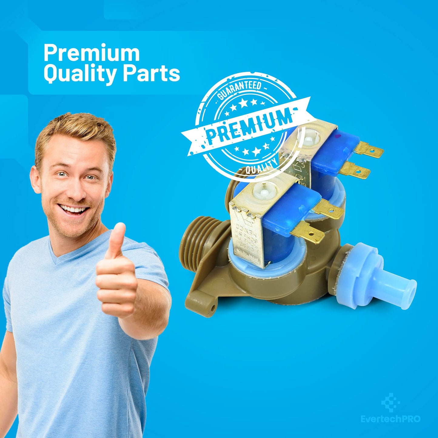 EvertechPRO 22004333 Water Valve 60/40 Replacement for Whirlpool Washer 22004333 1057502 22004191 AH2021768