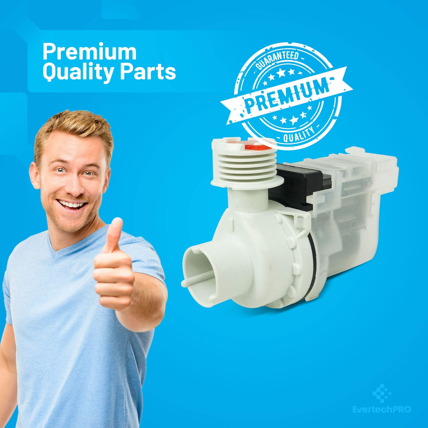 EvertechPRO WH23X10041 Pump Replacement for GE Washer WH23X10031 WH23X10017 WH23X10034 2119312