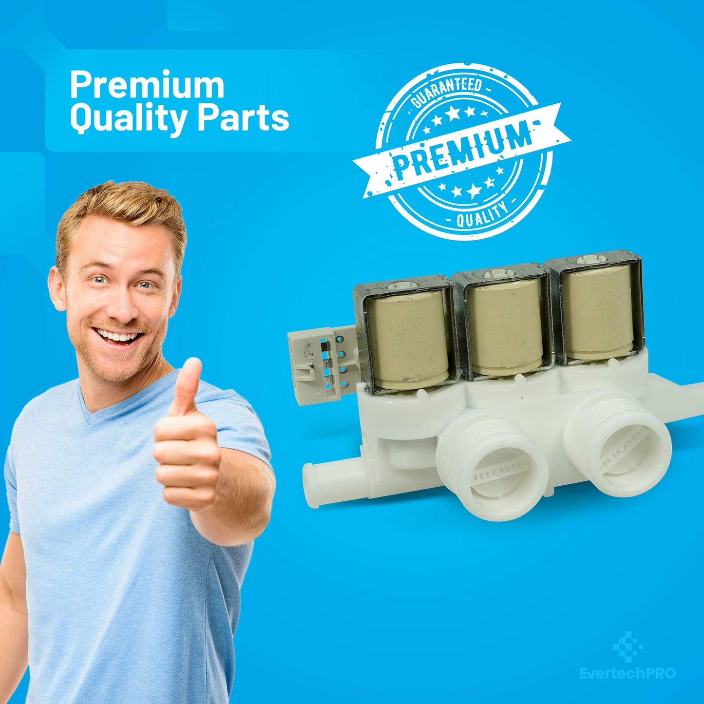 EvertechPRO WH13X10026 Triple Water Valve Replacement for GE Washer 1264510 AH1482390 EA1482390 PS1482390