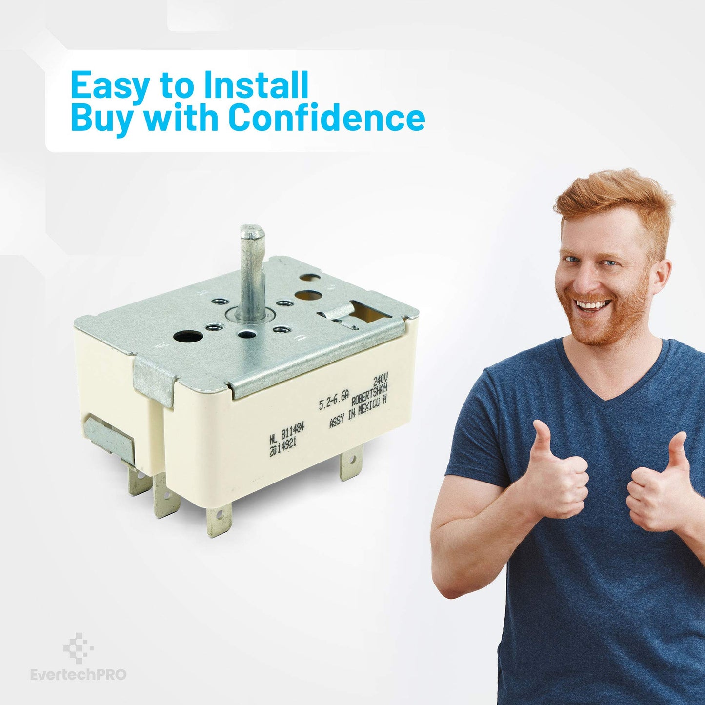 EvertechPRO Range Infinite Switch Control Replacement for Whirlpool 7403P238-60 7403P238-60 705120 7403P262-60 7403P373-60