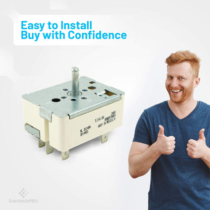 EvertechPRO Range Infinite Switch Control Replacement for Whirlpool 7403P238-60 7403P238-60 705120 7403P262-60 7403P373-60