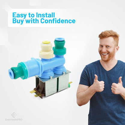 EvertechPRO Refrigerator Water Inlet Valve Replacement for Whirlpool W10312696 1876389 AH3407790 EA3407790 PS3407790