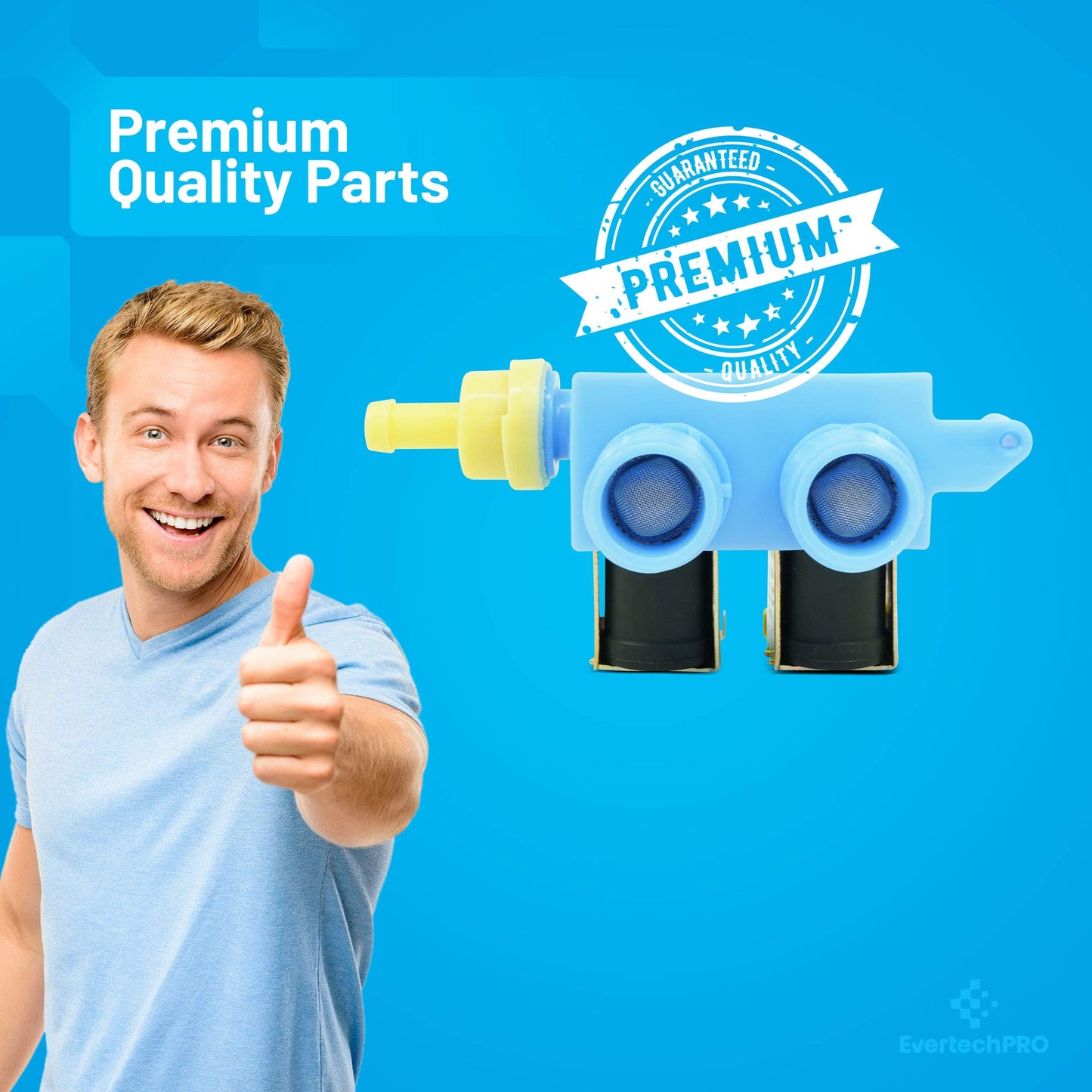 EvertechPRO Washer Water Valve Replacement for Whirlpool 8182862 1194900 AH1485990 EA1485990 PS1485990