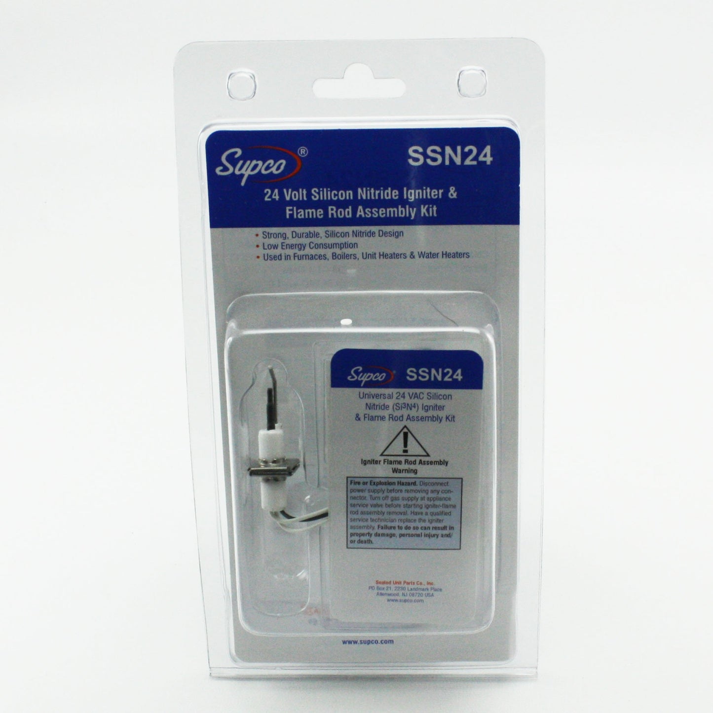 Supco Hot Surface Ignitor, Silicon Nitride, 24v - SSN24