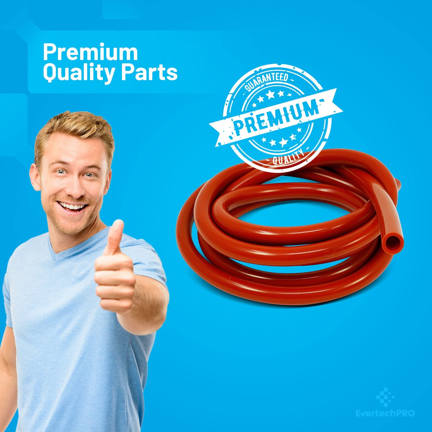 EvertechPRO RED SILICONE TUBING 1/4 5Ft For HVAC and Refrigeration