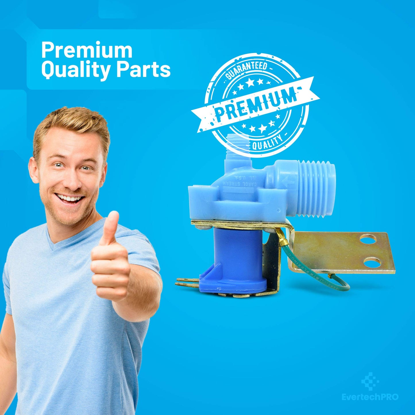 EvertechPRO Refrigerator Water Valve Single Replacement for Whirlpool 4318047 12001415 0054542 047195-08 1-16305