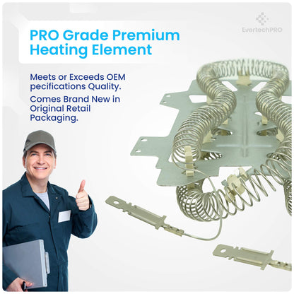 EvertechPRO DC47-00019A Kit for Samsung Dryer Heating Element All In One Heater Assembly with DC47-00018A DC96-00887A DC47-00016A DC32-00007A Thermostat Sets Aslo fit Whirlpool 35001247 35001193