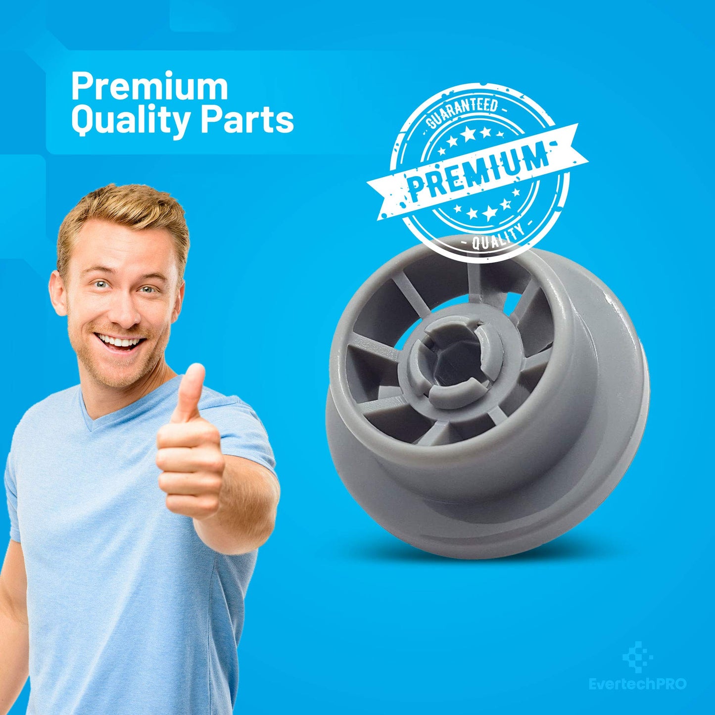 EvertechPRO 165314 Lower Dishrack Wheel Replacement for Bosch Dishwasher 165314 420198 423232 AH3439123