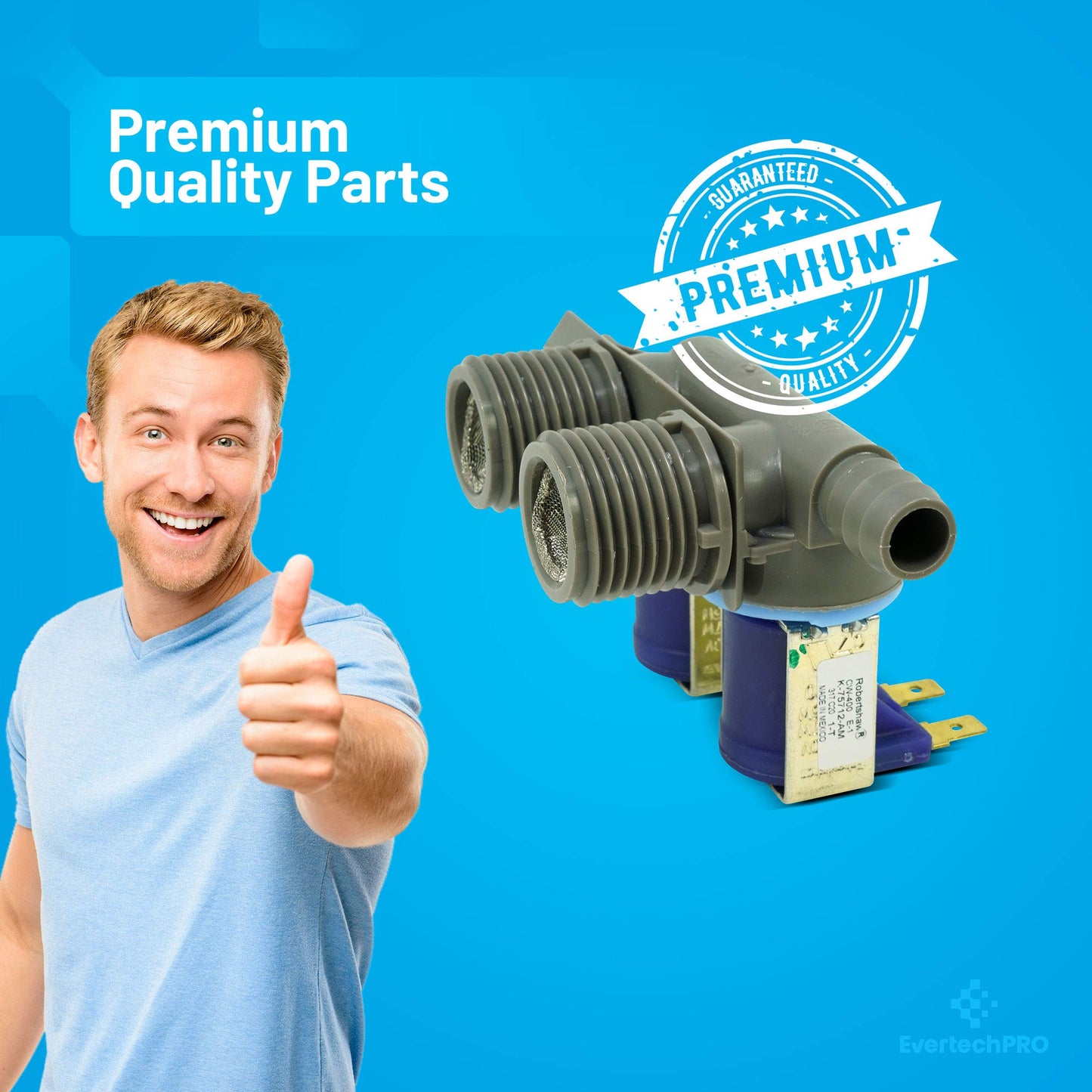 EvertechPRO Washer Water Valve Replacement for Frigidaire 134211400 1014350 AH815534 EA815534 PS815534