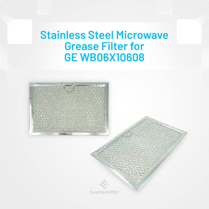 EvertechPRO 2 Pack Microwave Grease Filters Replacement for GE WB06X10608 (AP3883312) 1166430 AH1022452 EA1022452