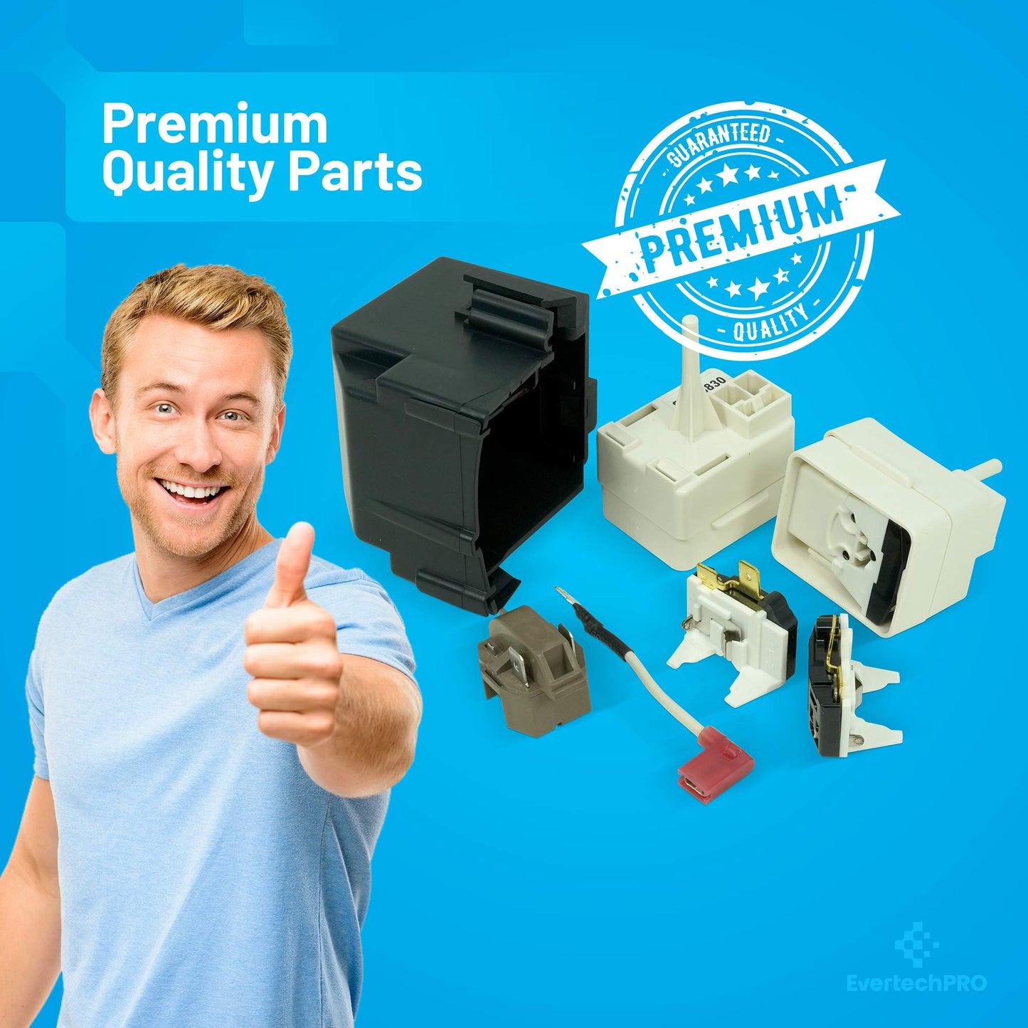 EvertechPRO 8201786 Start-Dev Compressor Replacement for Whirlpool Refrigerator 2188830 8201532 8201531 1177466