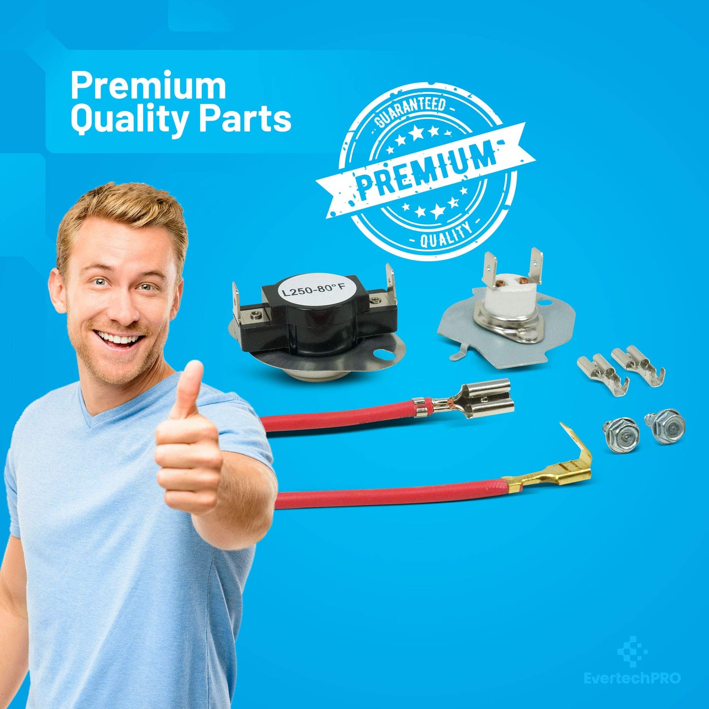 EvertechPRO 279816 Thermal Cutoff Kit Replacement for Whirlpool Dryer 2651 3399848 3977393 AH334299