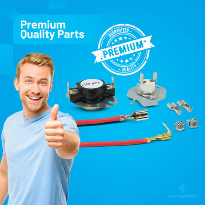 EvertechPRO 279816 Thermal Cutoff Kit Replacement for Whirlpool Dryer 2651 3399848 3977393 AH334299