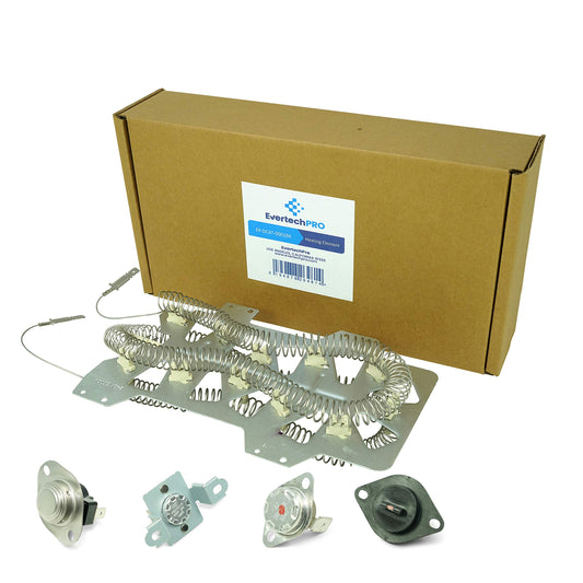 EvertechPRO DC47-00019A Kit for Samsung Dryer Heating Element All In One Heater Assembly with DC47-00018A DC96-00887A DC47-00016A DC32-00007A Thermostat Sets Aslo fit Whirlpool 35001247 35001193