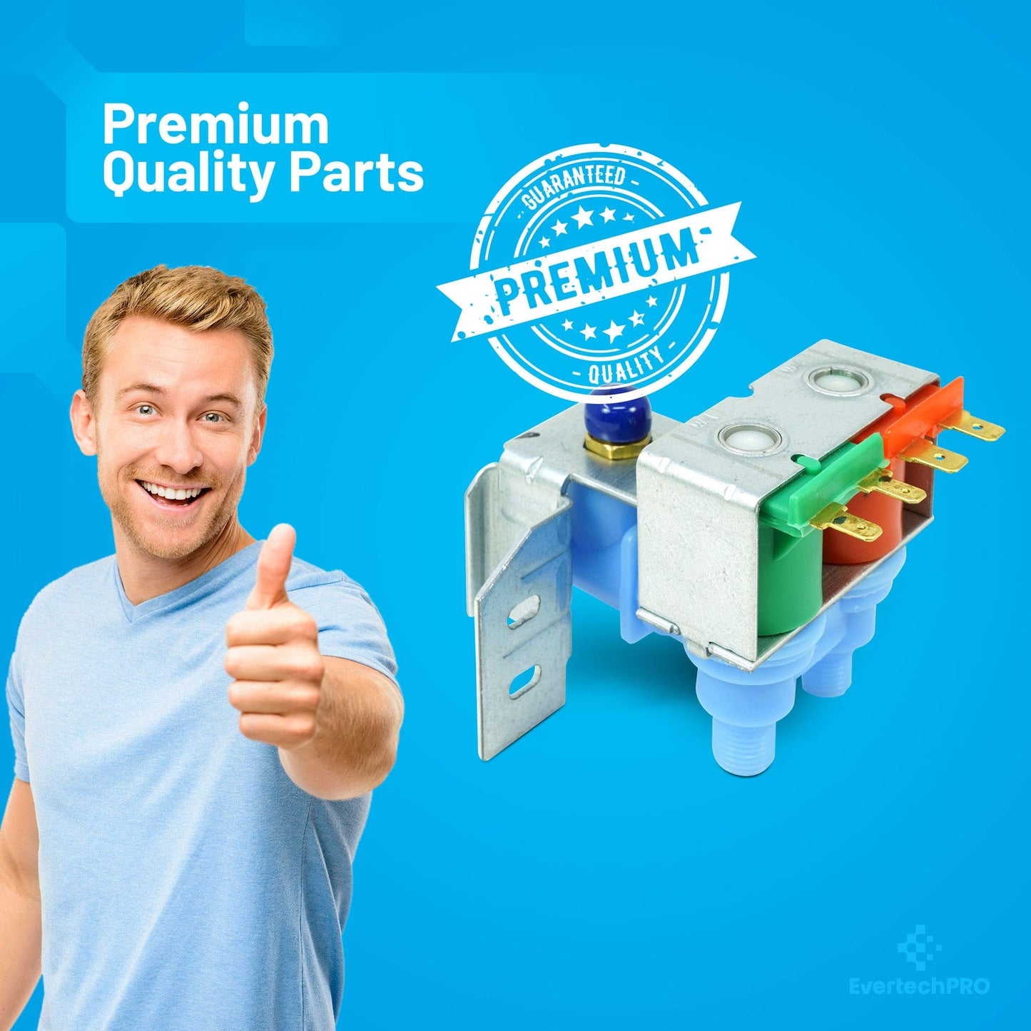EvertechPRO Refrigerator Dual Inlet Water Valve Kit Replacement for Whirlpool 2188542 2155062 2181706 2181707 2181729