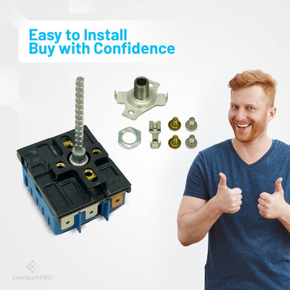 EvertechPRO 8203536 Infinite Switch Replacement for Whirlpool Range 903057-9010 535944 G50013539 G50013540 8203534 PJ030008 PJ030017